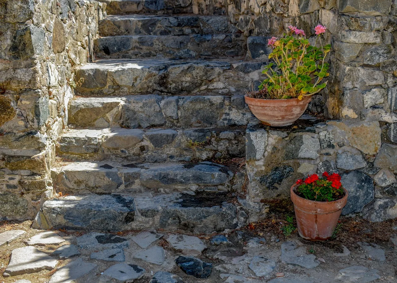 cyprus, kalopanayiotis, monastery, patio, stairs, architecture, stone, flower pot, patio, patio, patio, patio, patio. Patio projects maintenance: year two joints, edges, winter prep