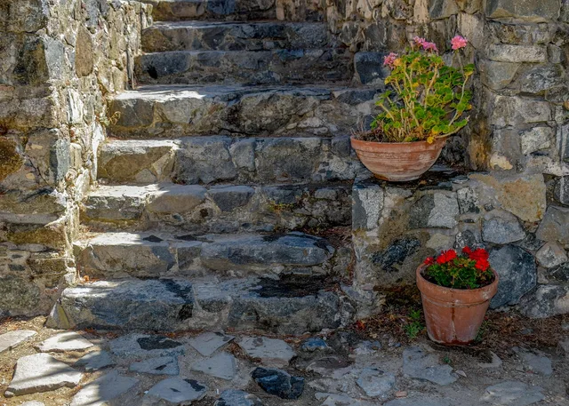 cyprus, kalopanayiotis, monastery, patio, stairs, architecture, stone, flower pot, patio, patio, patio, patio, patio. Patio projects maintenance: year two joints, edges, winter prep