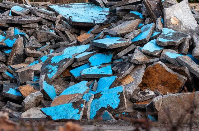 debris, concrete, stones, fragments, demolition, construction, debris, debris, demolition, demolition, demolition, demolition, demolition. What Must Come Out Before a Patio Renovation