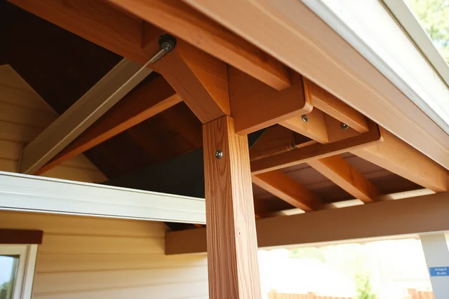 Ledger flashing and fasteners where a covered patio roof meets the house wall. 5 covered patio lessons that keep showing up on real jobs