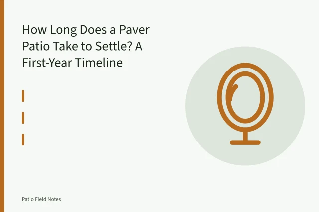 Straightedge and tape measuring a shallow dip in a paver patio. How Long Does a Paver Patio Take to Settle? A First-Year Timeline