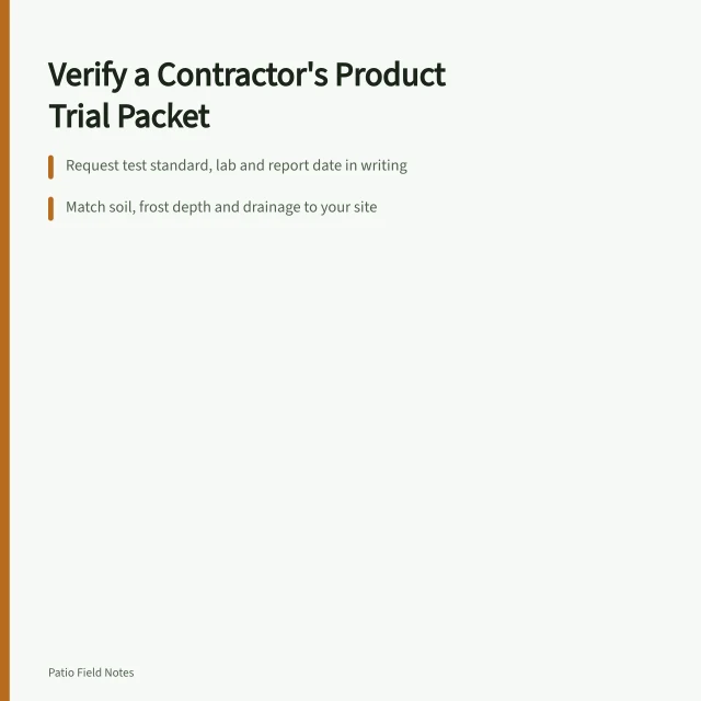 Checklist for verifying a contractor's product trial packet before patio installation. How to Check a Contractor's Product Trial Before Patio Installation
