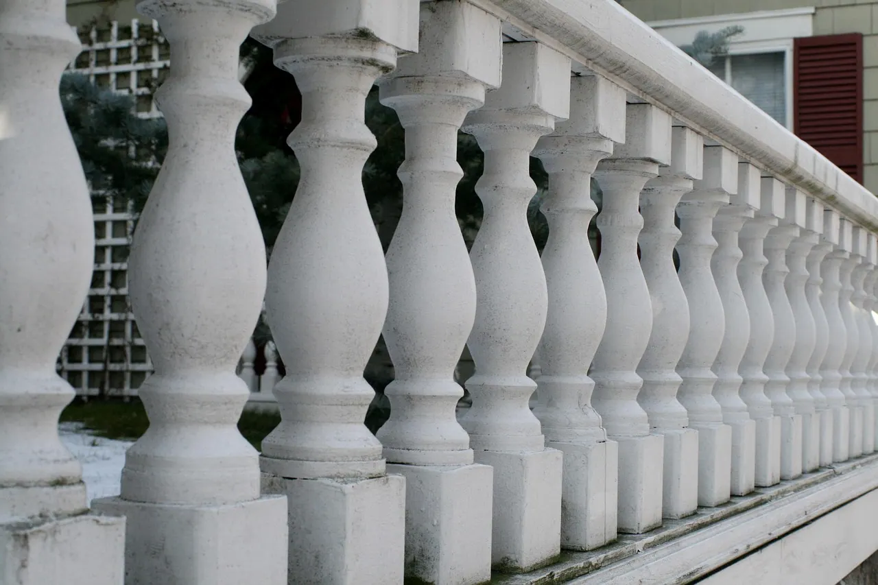 railings, porch, spindles, white, wood, architecture, deck